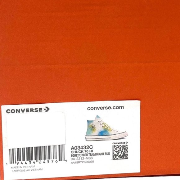 Converse Chuck 70 Shoes Canvas For Men Skate Sneaker Egret Teal High Top A03432C - Picture 7 of 8